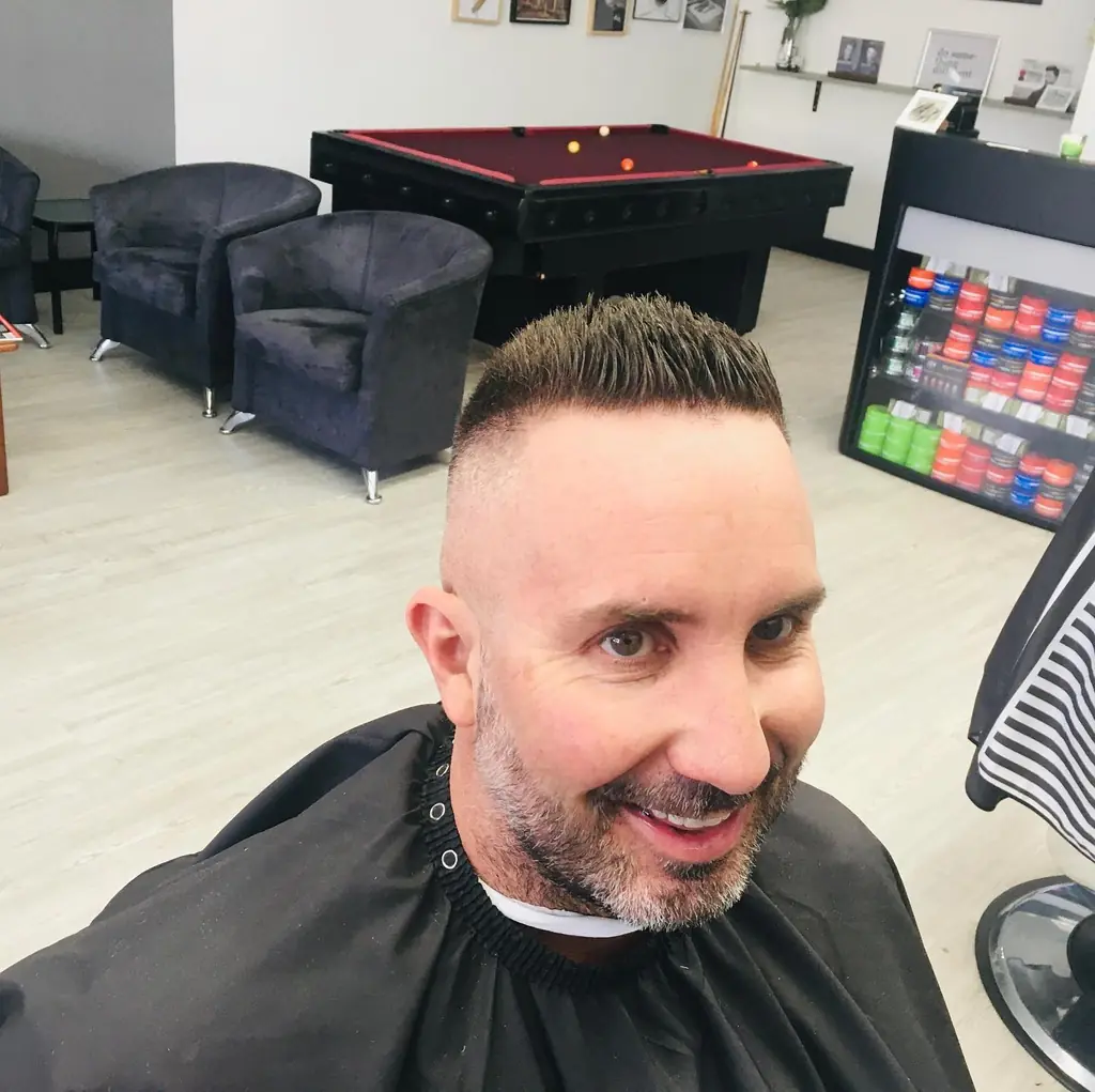 Short spiky crop and beard tidy for an older customer at Royal Fade Barbers, West Perth