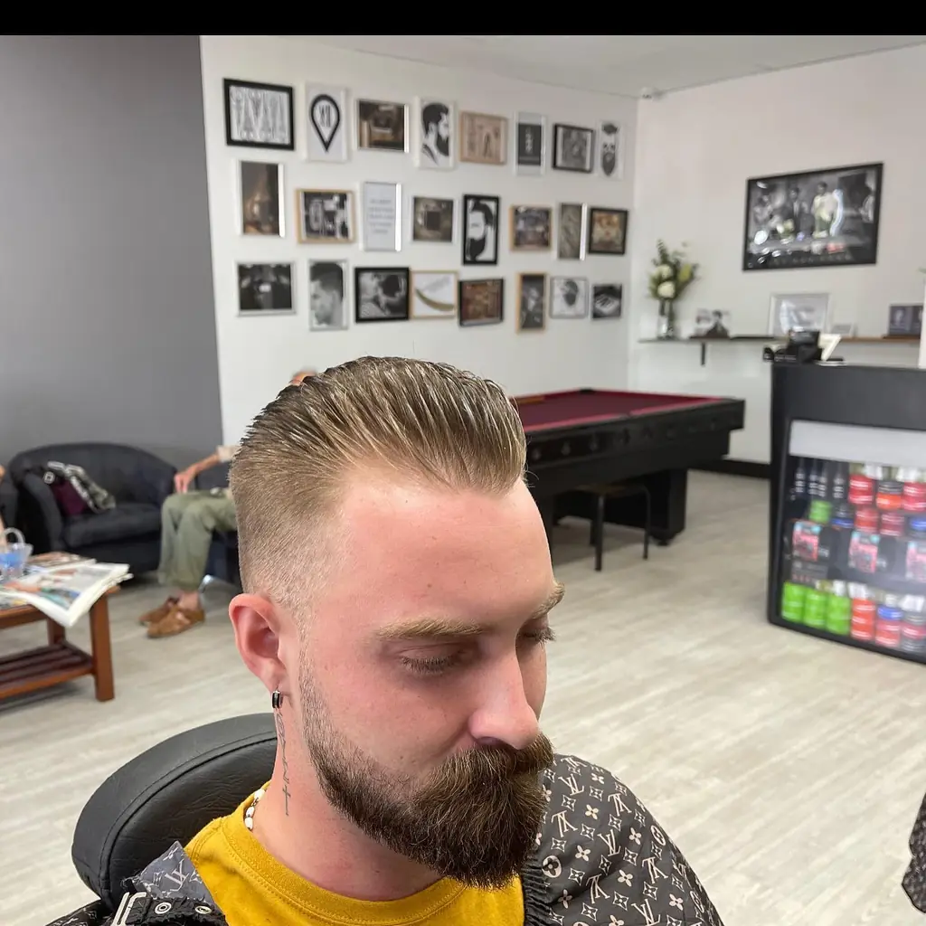 Beard trim and line-up at a West Perth barbershop