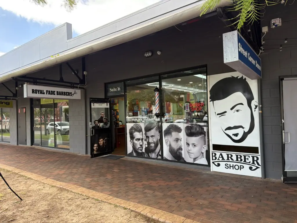 Royal Fade Barbers shopfront at Suite 16, Plaistowe Mews, City West in West Perth