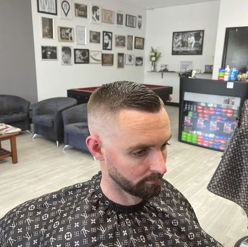 Customer with a short textured crop and high fade at Royal Fade Barbers, West Perth